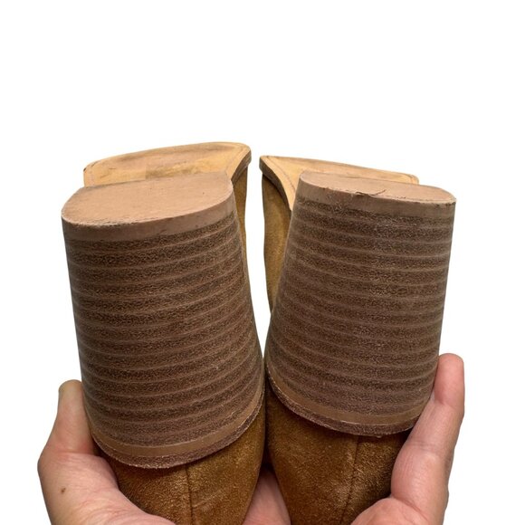 Lucky Brand Ryemi Topanga Tan Suede Leather Peep Toe Ankle booties Women sz 10M - Picture 10 of 10